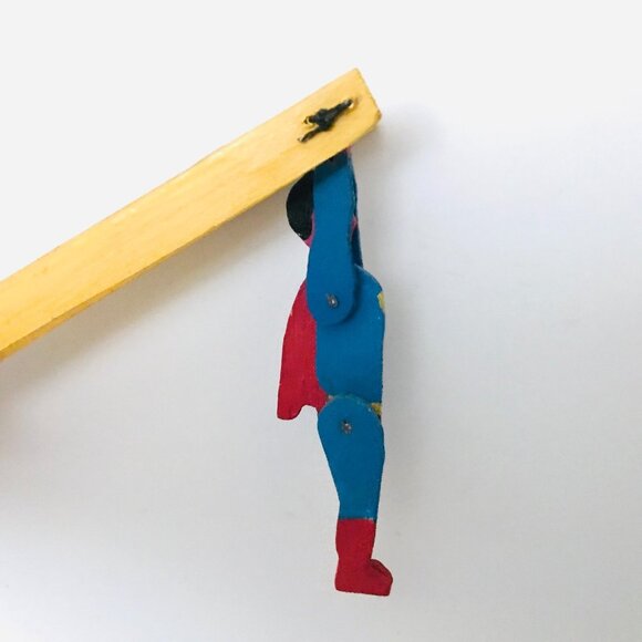 Vintage Handmade Wooden Flip Toy Artisan Folk Art Superhero Character Toy - Picture 5 of 11